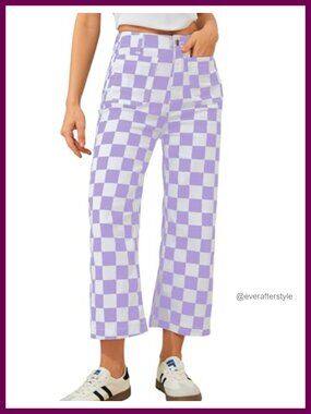 Cropped Jeans for Women High Waisted Stretchy Straight Leg Trousers with Pockets